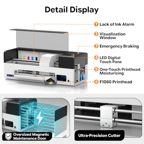 Image of MZK A3 Plus DTF Printer F1080 Printhead Durable and Anti-Blocking(XP600 Gen2),Automatic Timed Cleaning Mode+Ink Anti-Clog Filter (Black, A3 F1080 DTF Printer+Powder Shaker+Purifier)