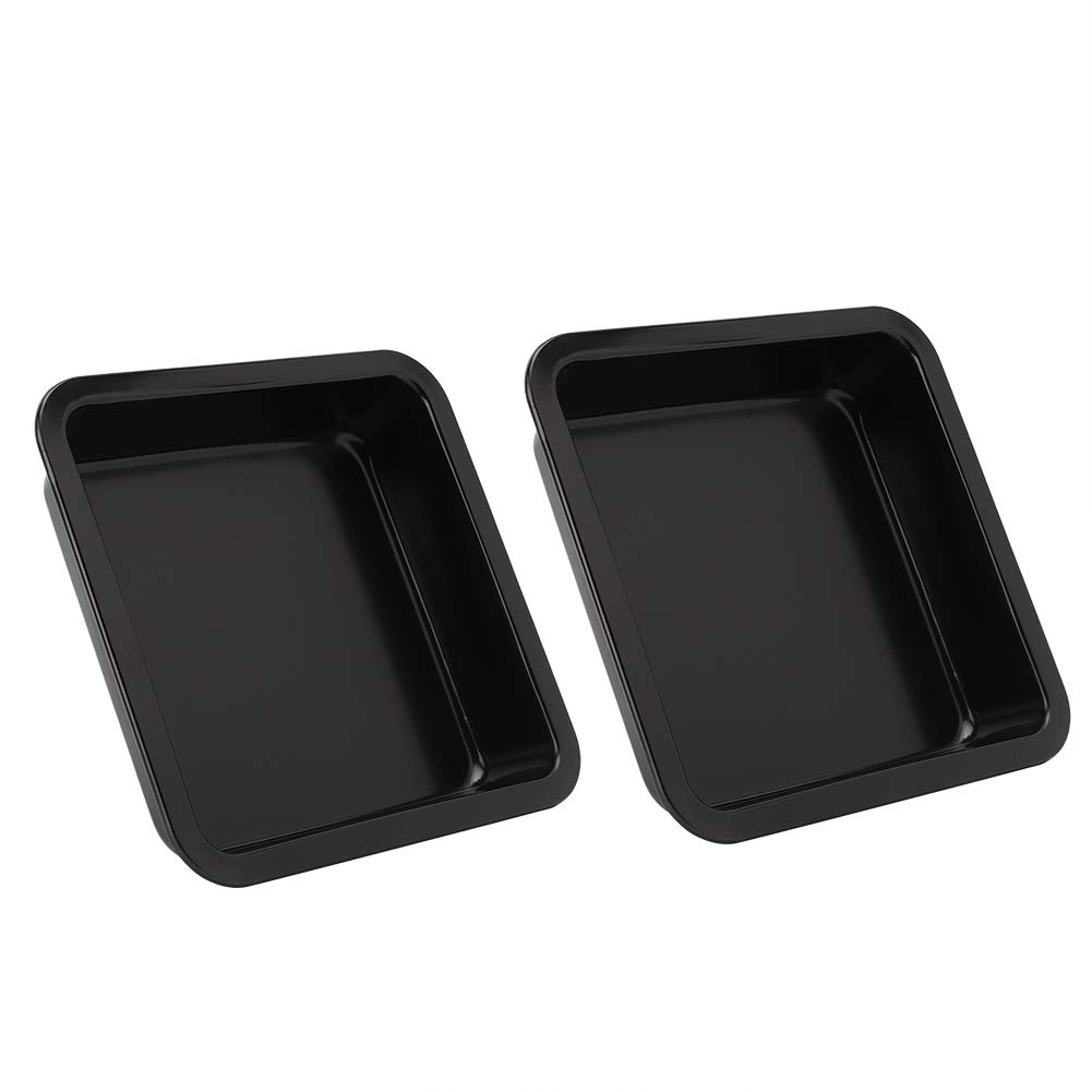Moule à Gâteau Carré Antiadhésif 2 Pièces, 22,5x22,5cm Plaque de Cuisson en Acier Carbone pour Pizza Cake, Ustensile de Pâtisserie pour Four, Cuisine Maison et Professionnelle (Noir TG01#A)
