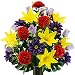 Purple Gerbera and Yellow Lily Mix Artificial Bouquet, featuring the Stay-In-The-Vase Design(c) Flower Holder (LG2173)