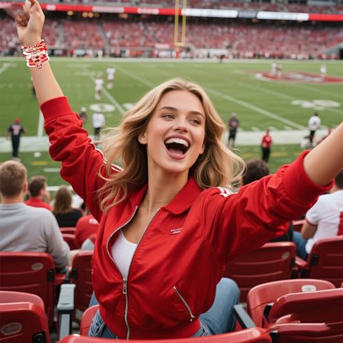 Football Bracelets for Women Football Game Day Bracelets Layered Stacking Bead Stretch Rugby Bracelet Rugby Helmet Mom Bracelet Sporter Jewelry for Women3