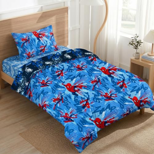 Northwest Disney Marvel Spiderman Twin Comforter Set Reversible Design Ultra Soft Fade Resistant Microfiber Kids Bedding Set Officially Licensed