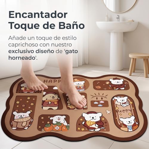 Alfombrilla baño de diatomita con patrón geométrico de alta densidad y acabado antideslizante 2