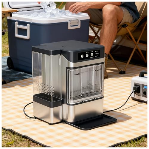 Fabricadora de hielo de gran capacidad para encimera, operación con un solo clic, autolimpiable, portátil, produce 37,5 lb/24 h, tanque de agua desmontable de 3 L, máquina de hielo para bar (con tanque lateral de agua)