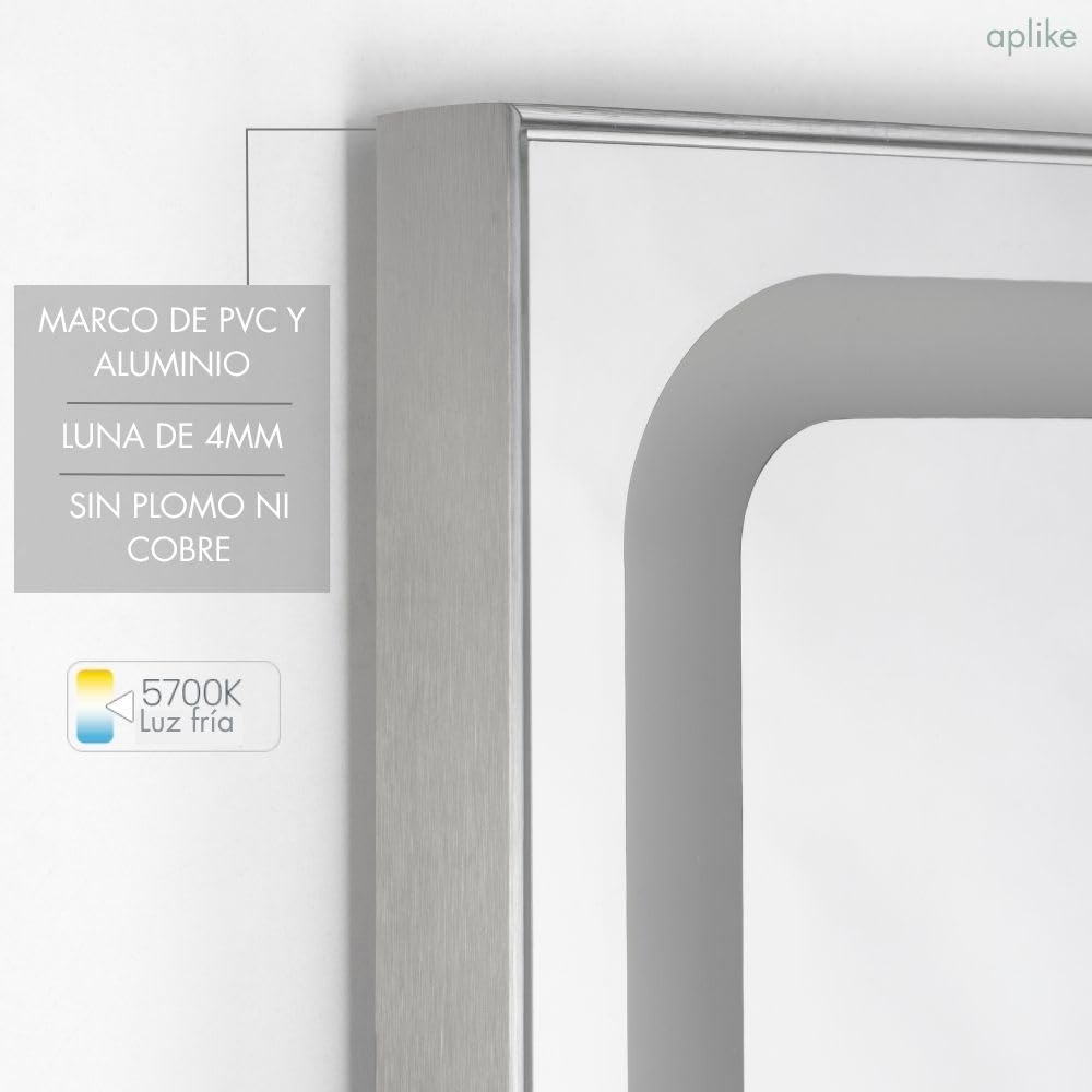 AquaWise Specchio LED Bagno 80x60cm Lente 3X Antiappannamento Display Digitale Ora E Temperatura 3 Colori Memoria Vetro Temperato 5mm Ignifugo V0 75464794