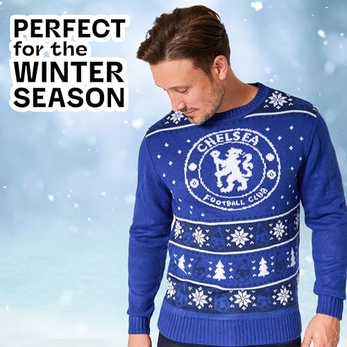 Chelsea FC Christmas Jumpers for Men Teenagers Warm Cosy Football Xmas Jumper M-3XL Gifts for Men (Blue, XL) - Image 5
