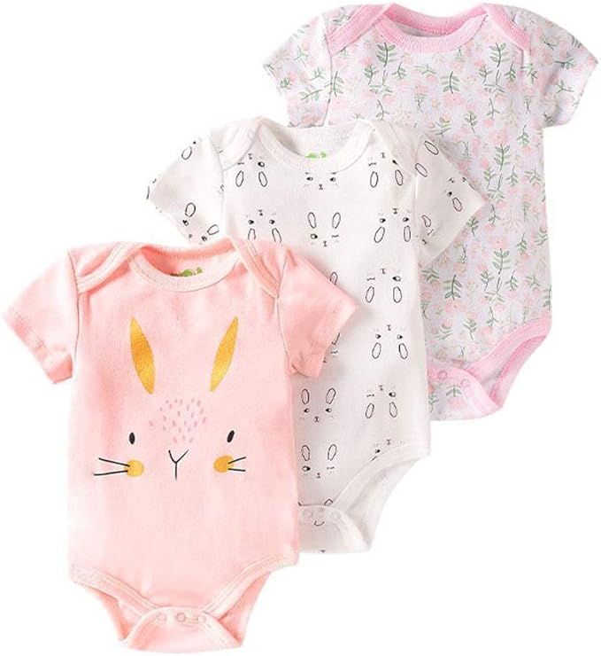 Amazon Co Jp ベビー服 半袖 ロンパース 新生児服 半袖ボディースーツ 赤ちゃん服 出産祝い コットン 夏 3枚セット 可愛い 服 ファッション小物
