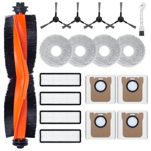 Set di Accessori per Xiaomi X20 Max / X20 Pro Robot Aspirapolvere Ricambio, 1 Spazzola Principale, 4 Filtri Hepa, 4 Panni per la Pulizia, 4 Sacchetti di Ricambio, 4 Spazzole Laterali di Ricambio