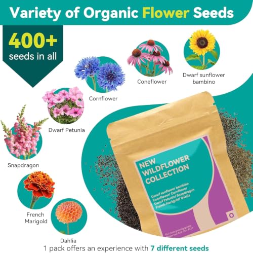 Flower Seed Pods for Aerogarden, iDOO, MUFGA Hydroponics Growing System Indoor Gardening, 400+ Seeds, Include Snapdragon, French Marigold, Dahlia, Dwarf Petunia(7-Pods) — view 4