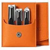 Upgraded 20% Ultra Sharper All-in-One Fingernail and Toenail Clippers, 15% Thicker Sturdy DE-420J2 Stainless Steel, Great Gifts Nail Clippers for Seniors Toe Nail Clippers Case (3-in-1 Jet Black)