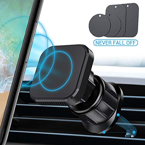 Soporte Movil Coche Magnético Universal,Avolare N52 Iman Soporte Movil para Rejillas del Aire 360°Rotación con 4 Piezas Láminas Metálicas 3M,Clip de Pico de Águila para iPhone 11,HUAWEI,Samsung y etc.