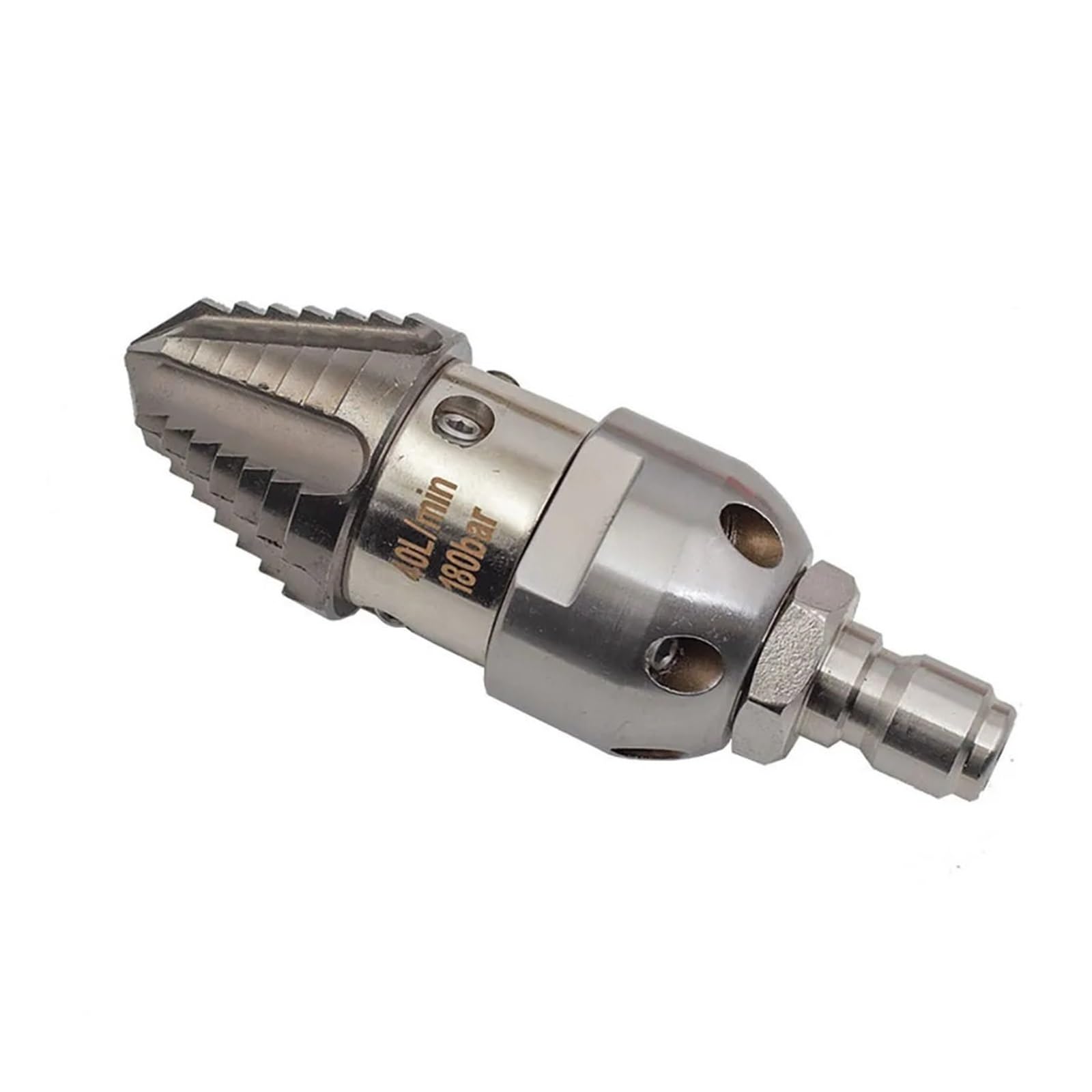 Boquilla rotativa jetter, cabezal inox de alta presión | Boquilla rotativa para limpiar lodo y desagües, acero inoxidable, 50-300 bar, rosca 1/2(1l2 female170LPM)