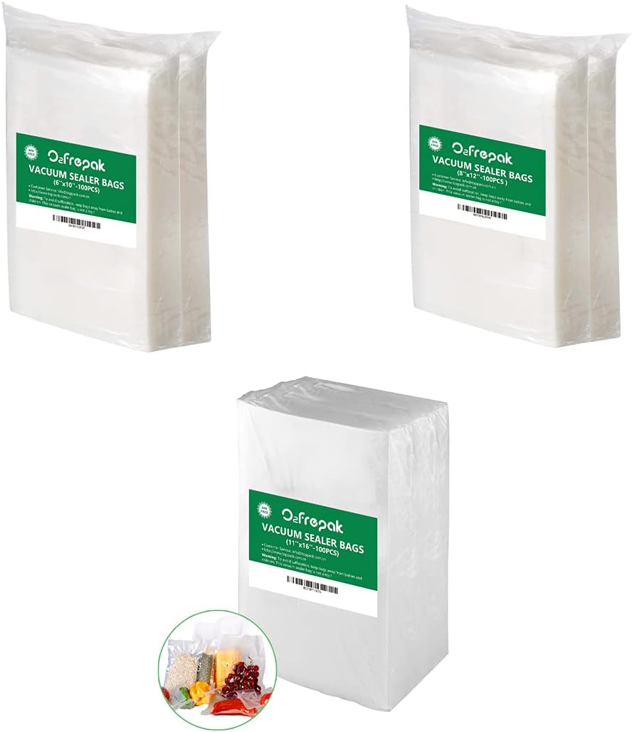 O2frepak Vacuum Sealer Bags for Food,BPA Free and Puncture Prevention Vacuum Seal Food Saver Bags,Great for Sous Vide Vaccume Sealer PreCut Bag