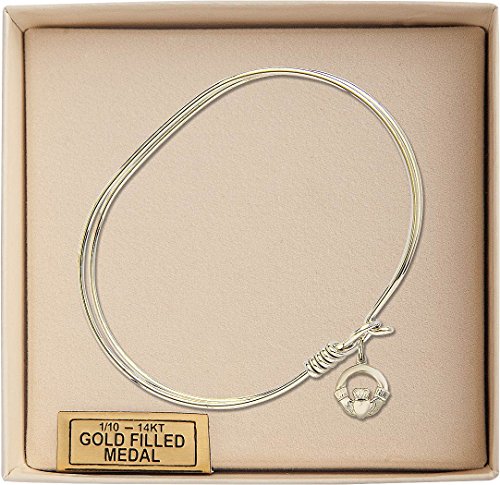 Oval Eye Hook Bangle Bracelet w/Claddagh in Gold-Filled3