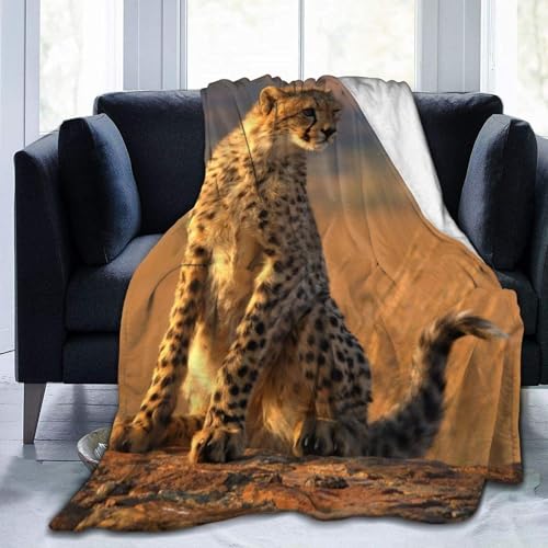 Kuscheldecke Flauschig Gelber Gepard Kuscheldecke als Geschenke für Frauen Männer Extra Weich Warm Decke als Sofaüberwurf Tagesdecke oder Wohnzimmerdecke - 160 x 200 cm