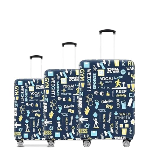 Image of Printed Travel Luggage Cover for Suitcase - Stretchable & Scratchproof Trolley Bag Protector (Navy Blue)