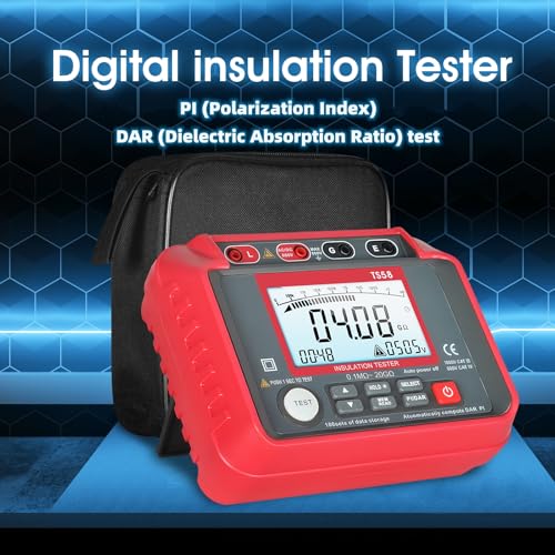 Aiomest AI-T0-TS58 Megohmmeter 0.1Mω-20Gω Digital Insulation Resistance Tester With 50V/100V/250V/500V/1000V Output Voltage, Data Logging, 10V~600V Ac/Dc Voltmeter Megohm Meter W/Test Lead & Zipper Bag thumb #3