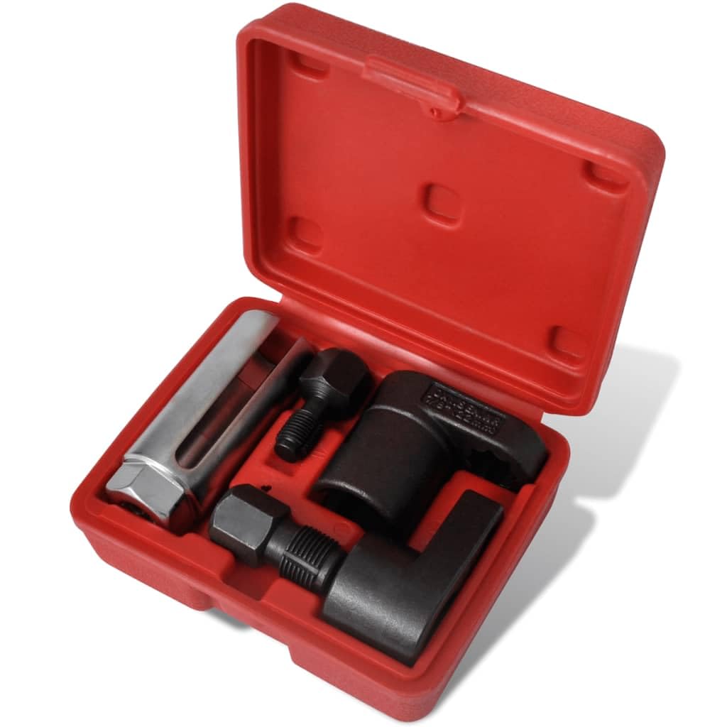 Juego de sensores de oxígeno de 5 piezas con rociador roscado, acero al cromo vanadio, llave de vaso de 3/8" y 1/2", caja de almacenamiento, herramienta universal de reparación de coches para