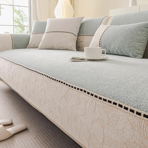 Housse de canapé extensible chenille verte douce antidérapante 70*180cm - 2
