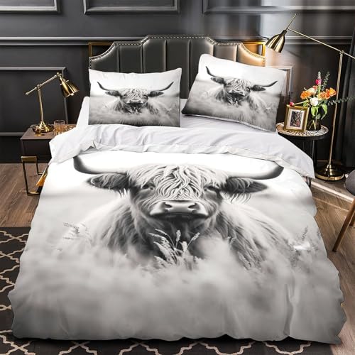 Parure de lit garçon Vache des Highlands 140x200cm avec housse de couette douce 3D - 2