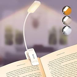 Lampara Lectura Conforama Gritin Luz de Lectura, Lampara Libro de Lectura Recargable de 360° Flexible con 9 LED 3 Modos Lampara Pinza Brillo Ajustable Atenuación Continua para Estudio, Cama, Libro, Viaje