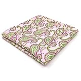 Shlax&Wing Paisley Green Pink Pocket Square Mens Hankies Hanky
