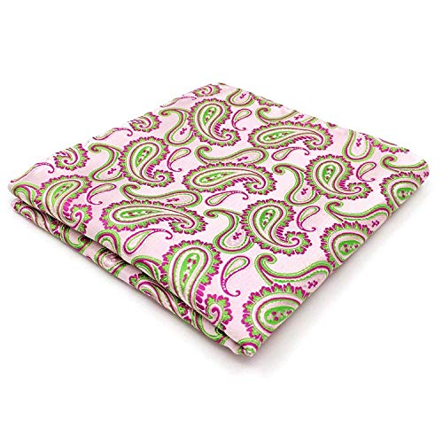 Shlax&Wing Paisley Green Pink Pocket Square Mens Hankies Hanky