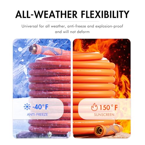DRINCOSH Garden Hose 75 ft x 5/8", Heavy Duty Water Hose, Flexible 75 foot garden Hose, Lightweight water Hose with Swivel Handle,3/4" Male to Female Fittings, Burst 600 PSI