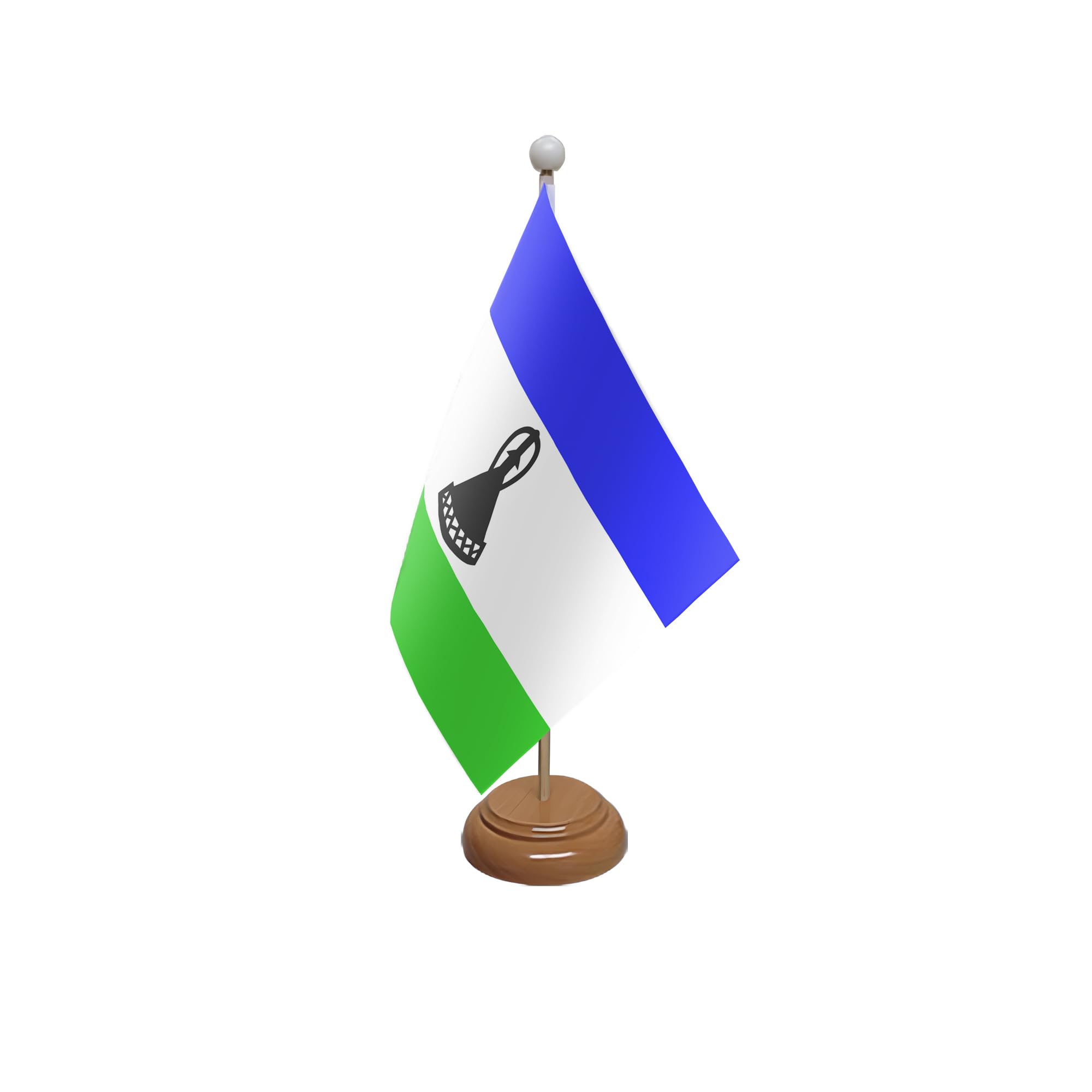 Flagtex Lesotho New Wooden Table Flag With Wooden Base