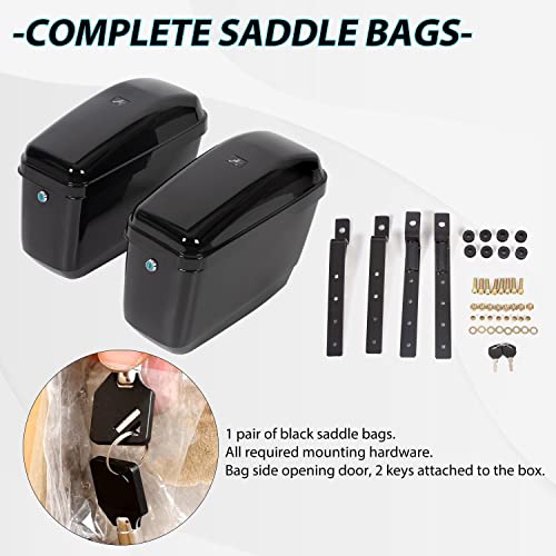 Ego Bike Hard Motorcycle Saddle Bags Saddlebags W/Mounting Kit Compatible With Harley Davidson Honda Shadow Kawasaki Vulcan Vn Black Hard Trunk Saddlebags #TOP6
