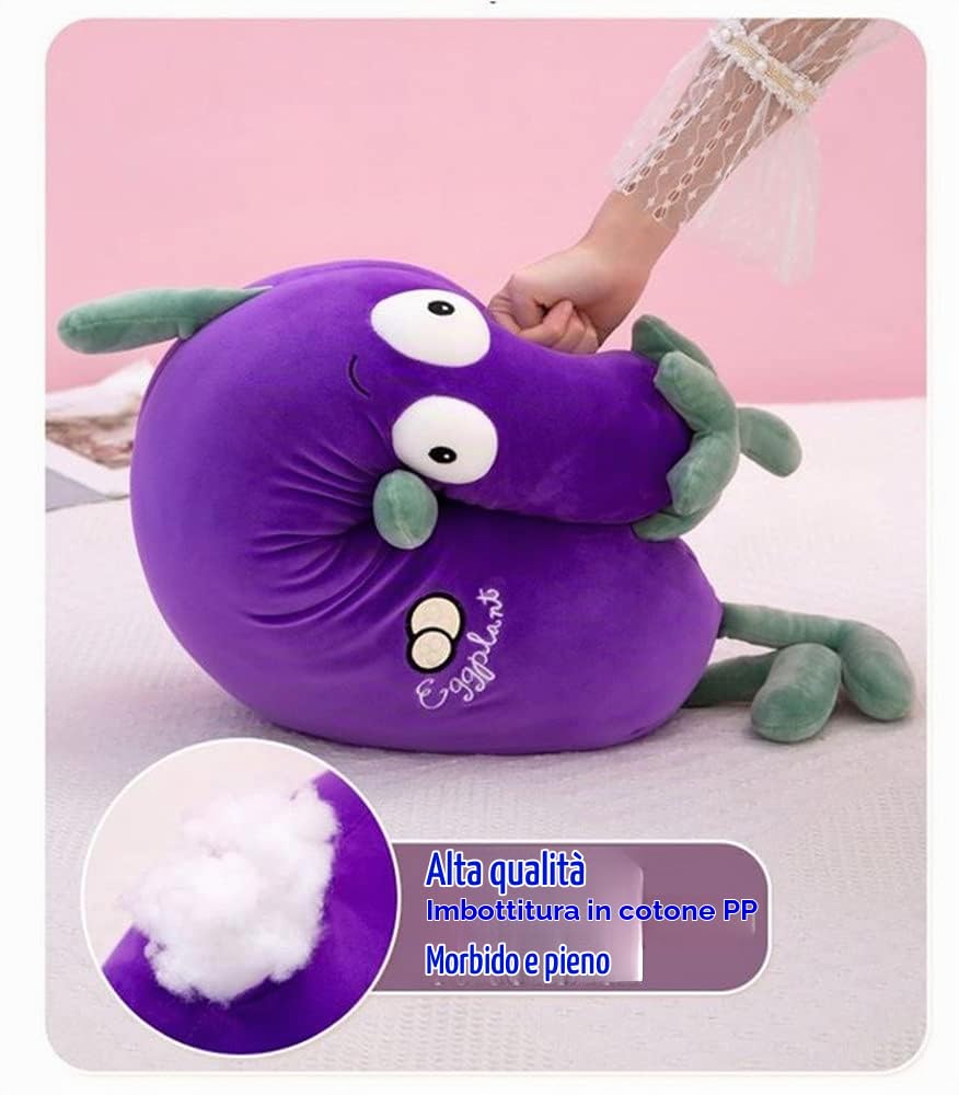 Cuscino per bambola, motivo: melanzane, colore: viola, 70 cm
