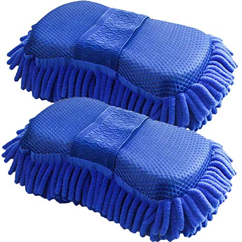Manoplas de Lavado de Chenilla Microfibra Chenille Lavado de Coches Esponja Guantes de Microfibra Coche Lavado Esponja Con Construido en Correa de Mano Anti ArañAzos Sin Pelusas Para Auto Motocicleta Cover