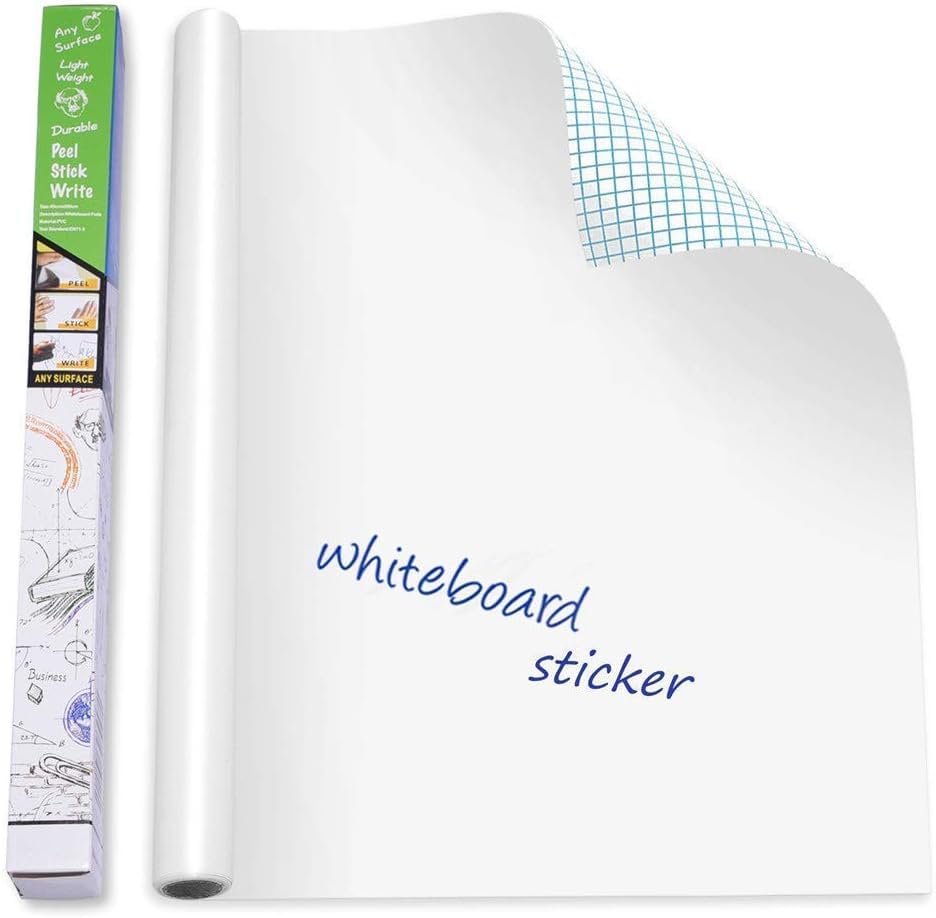 Image of HOME13 White Board Wall Sticker Removable Self Adheisve White Borad Wallpaper with Marker for Home School Office College (24x144 Inch)