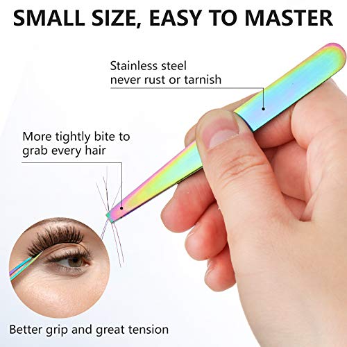 Honoson-6-Pcs-Eyebrow-Tweezers-Set-for-Women-Precision-Tweezer-for-Eyebrows-with-Curved-Scissors-Eyelash-Brush-Girls-Facial-Hair-Plucking-Daily-Beauty-Tools-with-Leather-Storage-CaseRainbow-Color