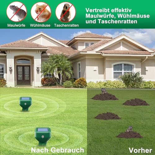 6er Set Maulwurf Vertreiber, Leistungsstarker Wühlmausschreck & Maulwurfschreck Solar für Garten, Rasen & Beete, Wetterfest IP67, Tierfreundlich ohne Giftstoffe
