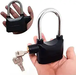 Cadeado Antifurto Com Alarme Sonoro Potente 110db Reforçado Com Sensor de Movimento A Prova D'água Trava de Alta Resistência Ideal para Motos, Bicicletas e Portões (Longo)
