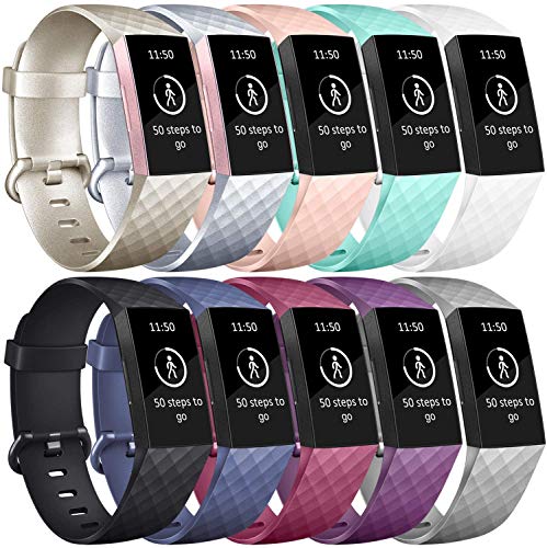 ClassicaseR �R���p�`�u�� Fitbit Charge 3 / Charge 3 SE/Charge 4 (�t�B�b�g�r�b�g �`���[�W 4) ���v�x���g ���v�o���h �X�|�[�c�o���h �\�t�g �V���R�[�� �� �����x���g (10-Pack -3)