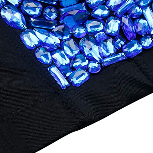 Image of Charmian Women's Colorful Rhinestone Push Up Bra Clubwear Bustier Crop Top | Underwire Padded Bra, Detachable Shoulder Straps, Plastic Boned