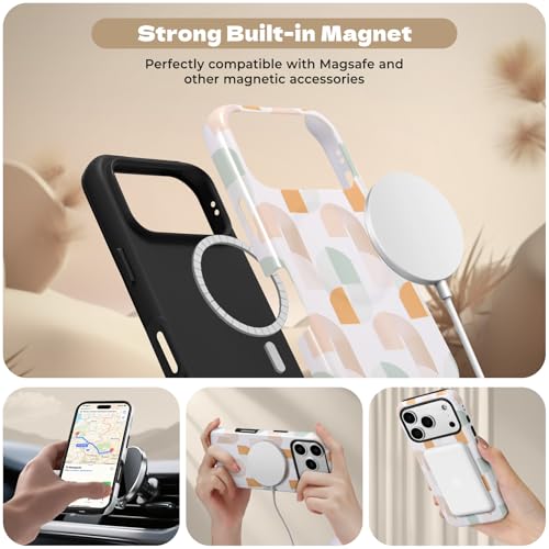 Coque iPhone 17 Pro Max Magsafe antichoc élégante motif patchwork - 3