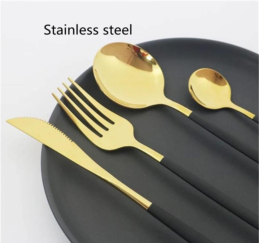 Ensembles de Couverts,36 pièces Ensemble de couverts en acier inoxydable Ensembles de vaisselle de polissage de miroir Utilisation polyvalente pour la maison et la cuisine-noir et or