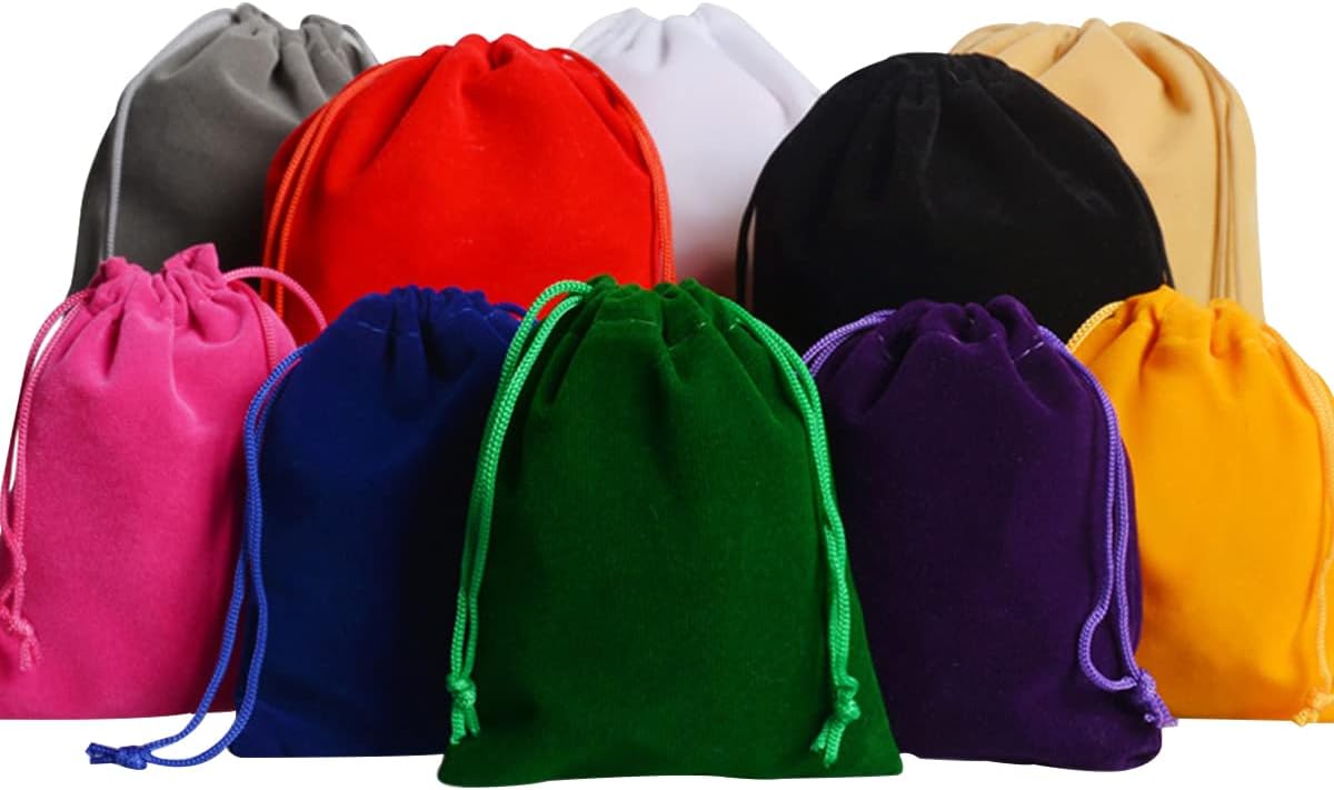 30Pcs Small Velvet Drawstrings Bags,2.75"x 3.54" Velvet Jewellery Drawstring Bag Gift Pouches for Wedding Tarot Rune Bag Small Candy Gift Bag for Christmas Halloween Thanksgiving(Mixed Color)
