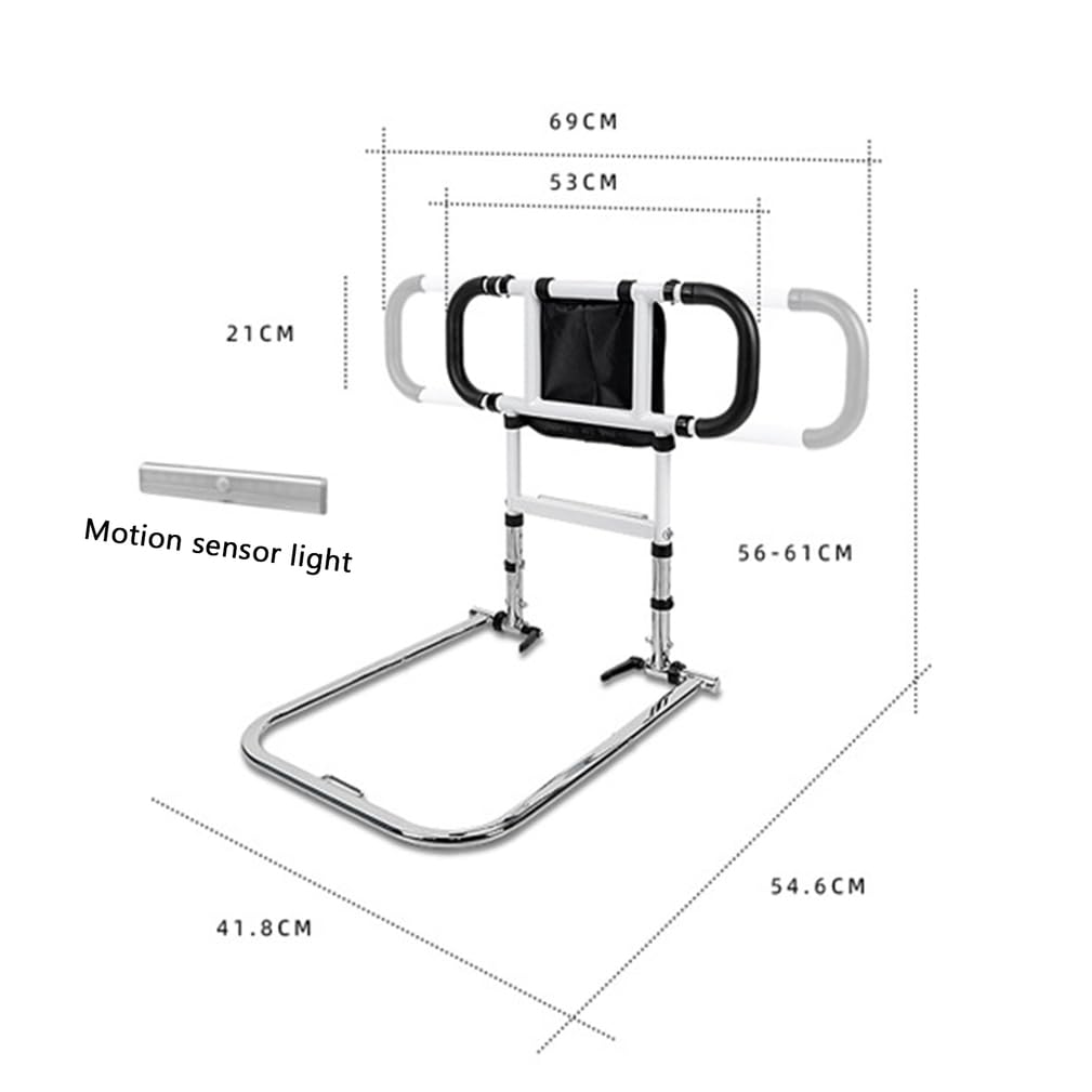 Barandillas De Cama para Adultos Mayores: Protección De La Cama, Bolsa De Almacenamiento, Asas Laterales Reforzadas Y Lámpara Inteligente, Mayor Seguridad Y Comodidad