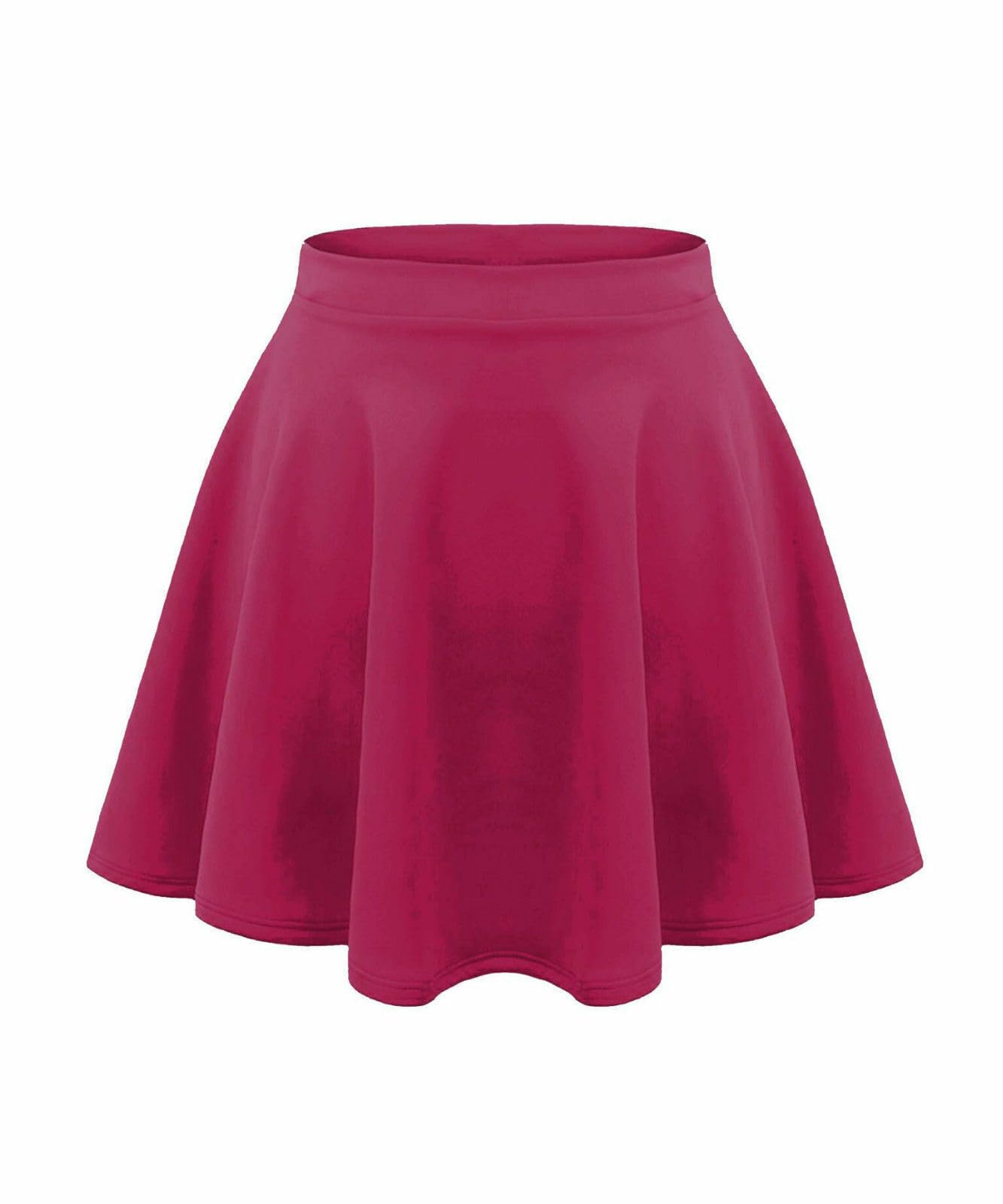 unbranded Kids Girls Children High Waisted Stretch Plain Flippy Flared Short Skater Skirts (11/12, Fuchsia)