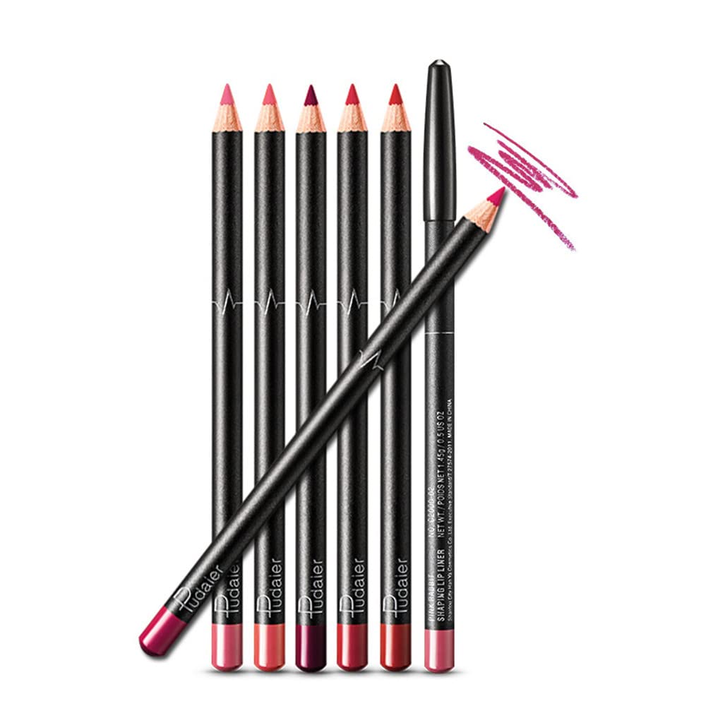 CHUANGOU Juego delineador de Labios 6 Piezas a Prueba de Agua Lápiz Delineador de Labios Impermeable Maquillaje de Larga duración