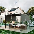 HOMPUS 10' x 10' Outdoor Pergola with Sun Shades, Double Canopy Pergola with Aluminum Frame, Modern Patio Pavilion Gazebo with Weather-Resistant Fabric for Patio, Garden, Grey