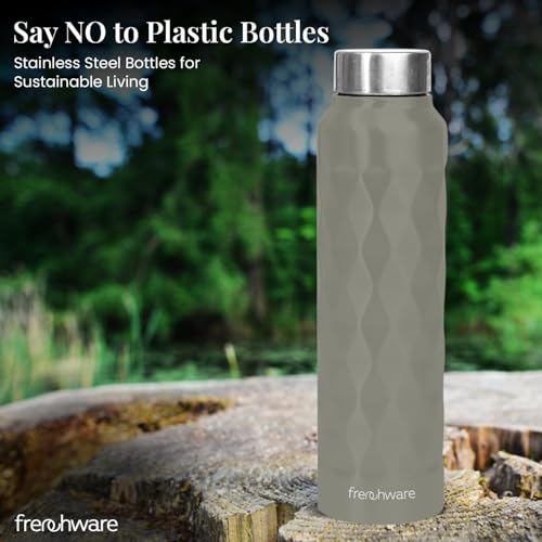 Image of Frenchware Water Bottle (1 Litre, Premium Stainless Steel, Slate Grey) Bottle for Fridge, School, Outdoor, Gym, Home and Office, Scratch-Resistant, Rust Free, Non-Toxic, Easy-to-Clean