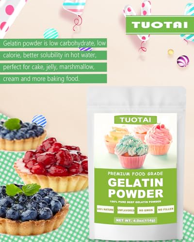 image for TUOTAI Unflavored Gelatin Powder, 4 Ounces, Food Grade Gelatin Powder 