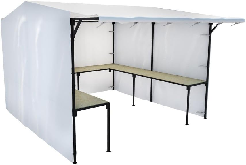 Walk In Market Stall with Counters without overhang and Sizes Outdoor Trade Stand Kiosk Mobile Professional Heavy Duty Steel Frame Full Kit