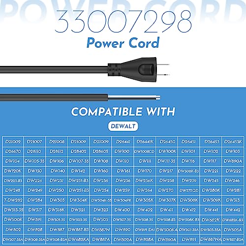 ANTOBLE 33007298 18 Gauge 2 Wire Power Cord Replacement Cord for DEWALT DW100 DW101 DW102 DW103 DW130 DW236 DW400 DW505 (8 ft) - Thumbnail 2
