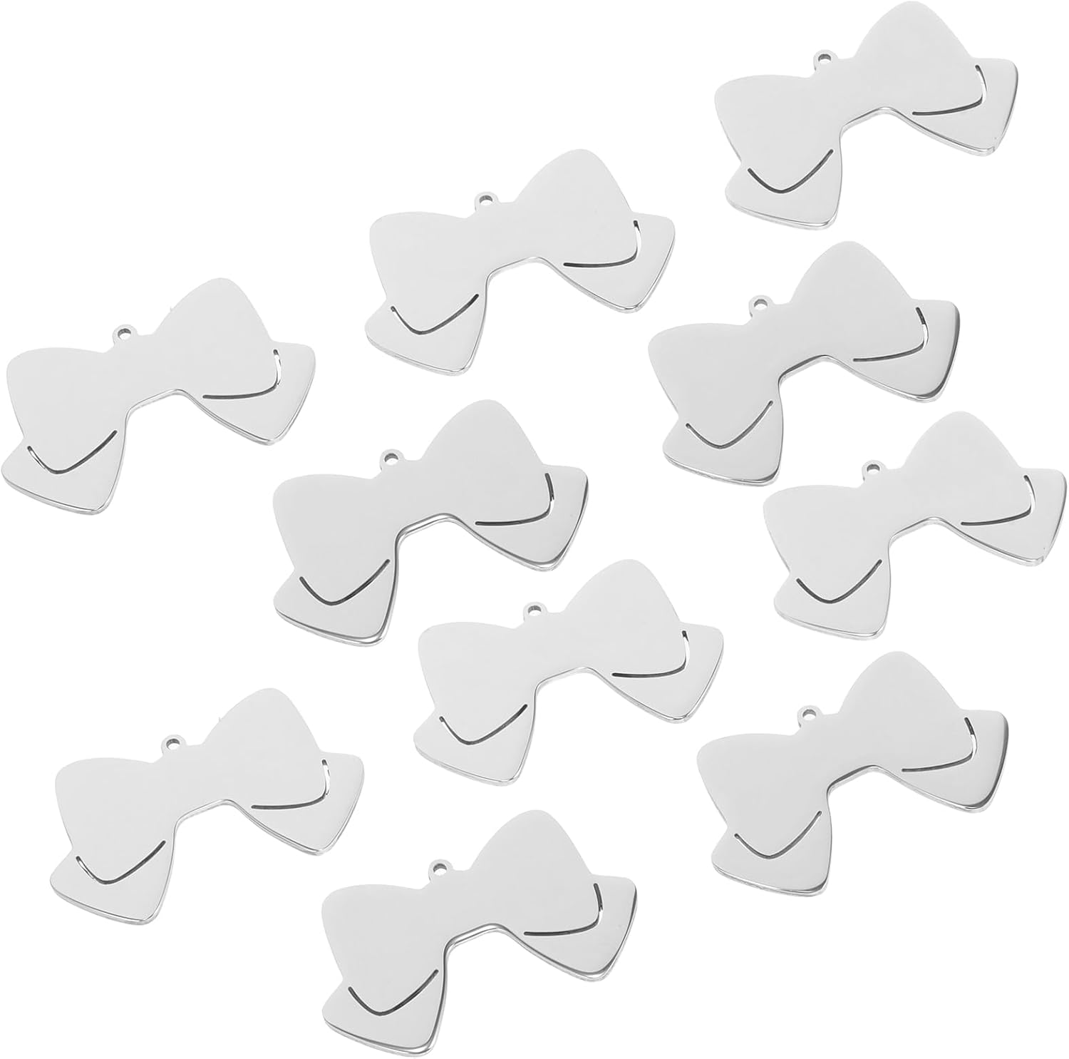 LUOZZY 60pcs Bow Shape Dog Id Tags Stainless Steel Pet Name 50mm Wide Bone Design for Dogs Accessory