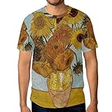 Talla de camiseta: Mediana Camiseta para Hombre Niños Florero de Arte Girasol Personalizado Manga Corta